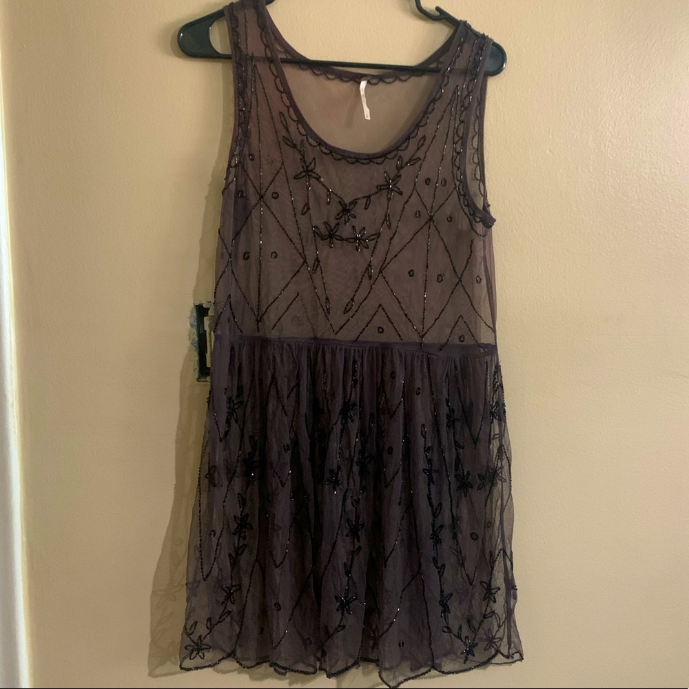 Free people purple embellished slip dress